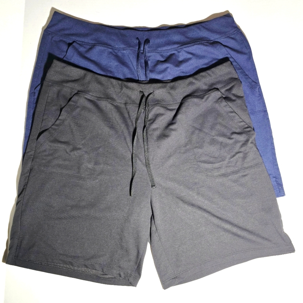 Lot of 2 ATHLETIC XXL Black and Blue Casual Shorts Side Pockets Front Tie
